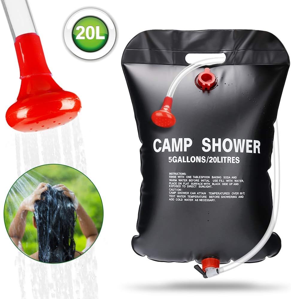 KIPIDA Solar Shower Bag for Camping, 5 gallons/20L Solar