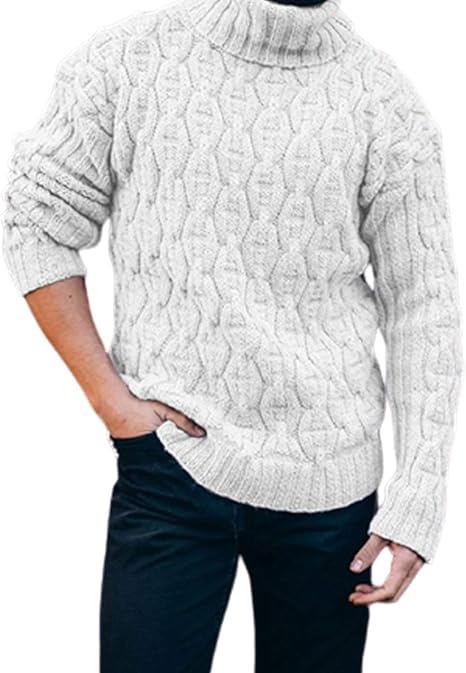 Amazon Co Jp セータータートルネックニットセーター秋冬プラスサイズジャケットメンズプルオーバーニットセーターメンズニードルセーターメンズ 白 Xl ホーム キッチン