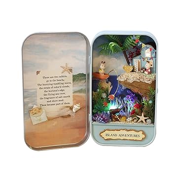 Decdeal Box Theater Funny Wooden Puzzle Box Theater DIY Miniature Dollhouse Model Home Decoration Kids Toy Gift