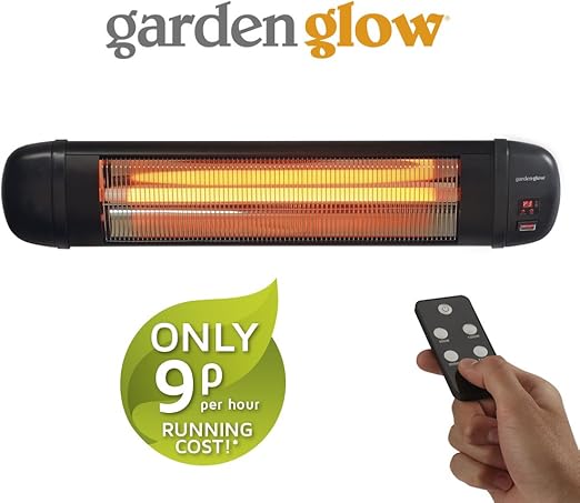 Garden Glow Large Wall Mounted Quartz Patio Heater For Garden Outdoor Indoor 3 Power Settings With Remote Control 2000w Wall Mounted Heater Amazon Co Uk Garden Outdoors