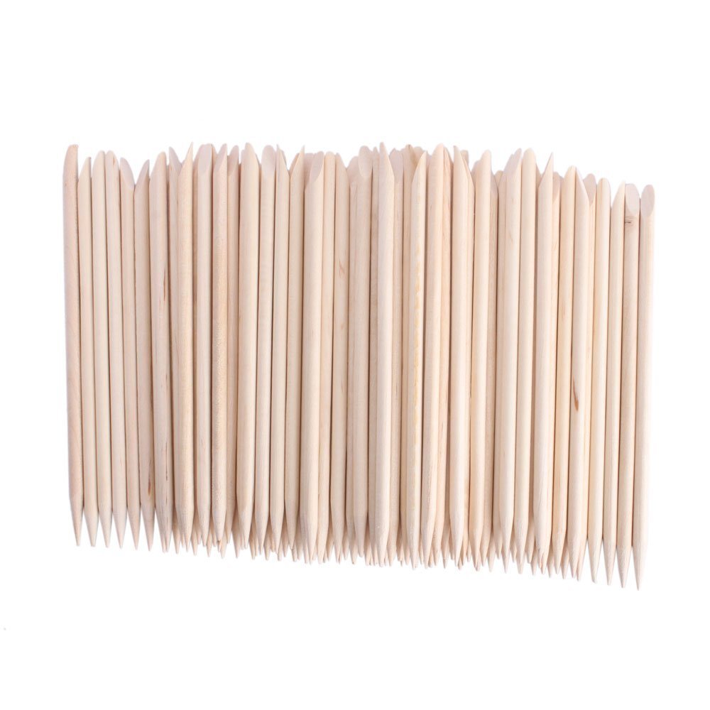 Beauticom USA Base Cuticle Wood Stick Pusher Manicure 4.5" in Length (100 pieces): Beauty