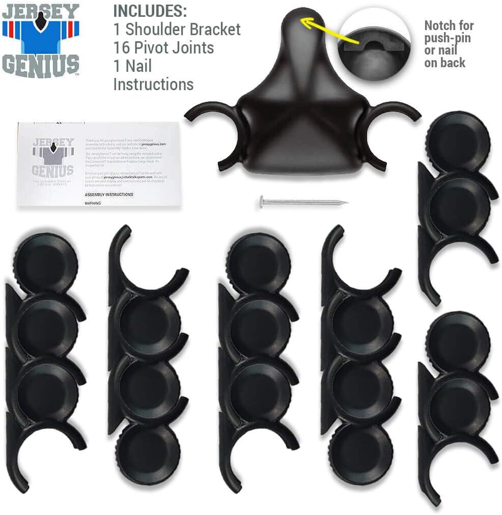 ChalkTalkSPORTS JerseyGenius | The Ultimate Display for All Jerseys | Shapes to Fit Any Sports Jersey (Single) | Versatile Hanger and Wall Display : Sports Fan T Shirts : Sports & Outdoors