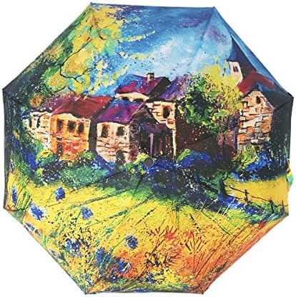 Unica New Fashion Female Women Ladies Girl Oil Paint Pongee Rain Umbrella Sun Folding Umbrellas Ancient town in autumn (colorful)