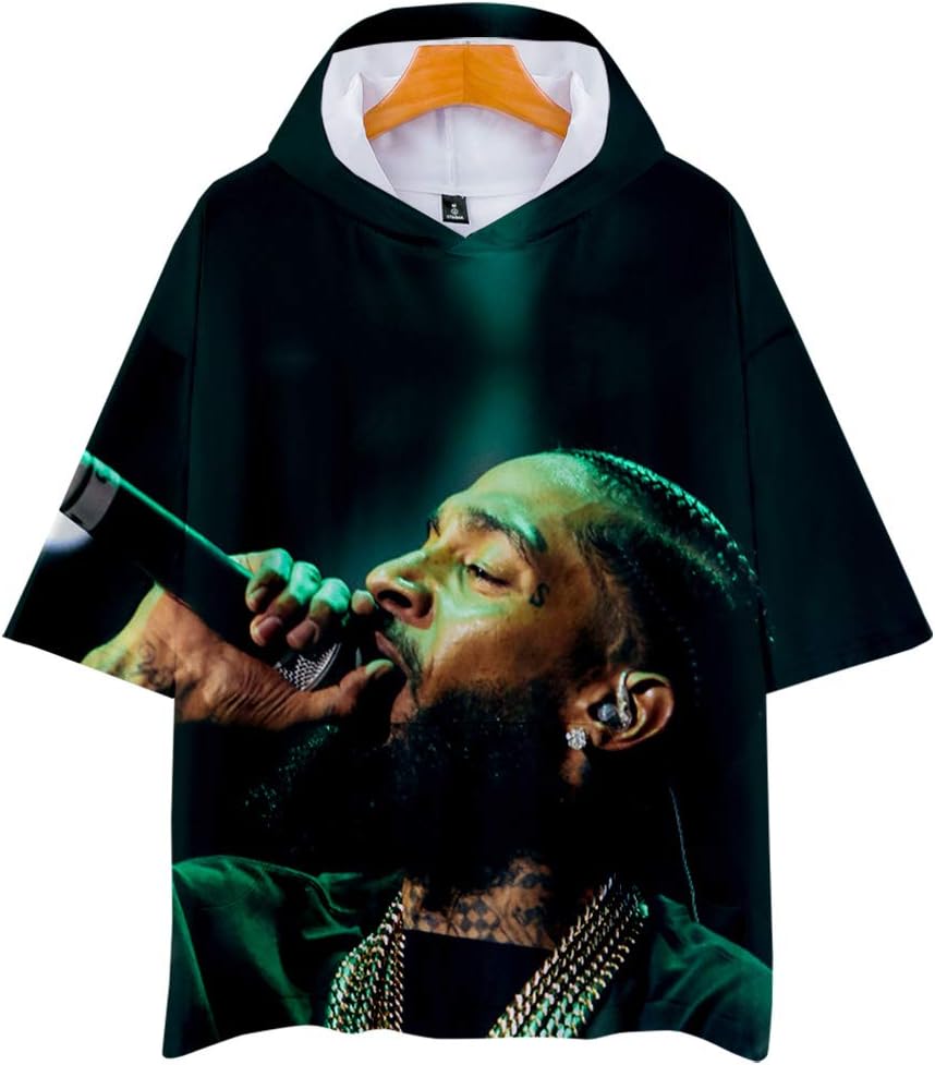Mens Hipster Hip Hop Music Nipsey Hussle T-Shirt Stylish Graphic Hoodie Tees Fashion Short Sleeve Clothing
