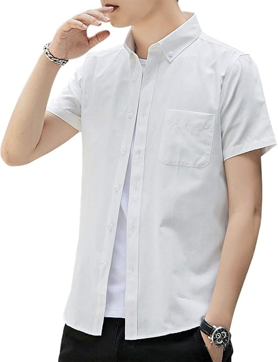 Amazon Sukinana シャツ メンズ 半袖 夏服 無地 カジュアル シャツ お洒落 トップス オックスフォード シャツ メンズ 服 春 夏 シャツ 通販
