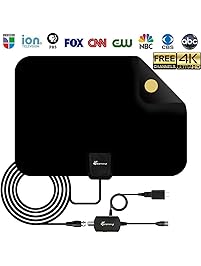 [2018 Upgraded] HDTV Antenna - Digital Amplified HD TV Antenna 50-80 Mile Range 4K HD VHF UHF Freeview Television Local Channels w/Detachable Signal Amplifier and 16.5ft Longer Coax Cable