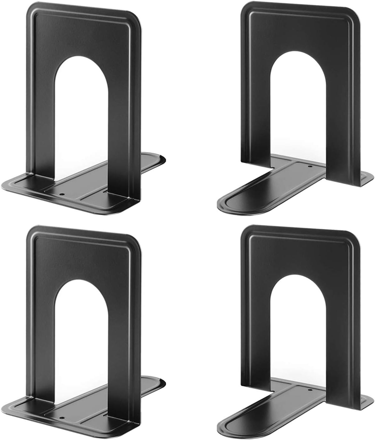 GOMILE Metal Heavy Duty Bookends for Shelves Desk Saving Space for Books CDs DVDs Magazines Organizer, Black (Small, 2 Pair)