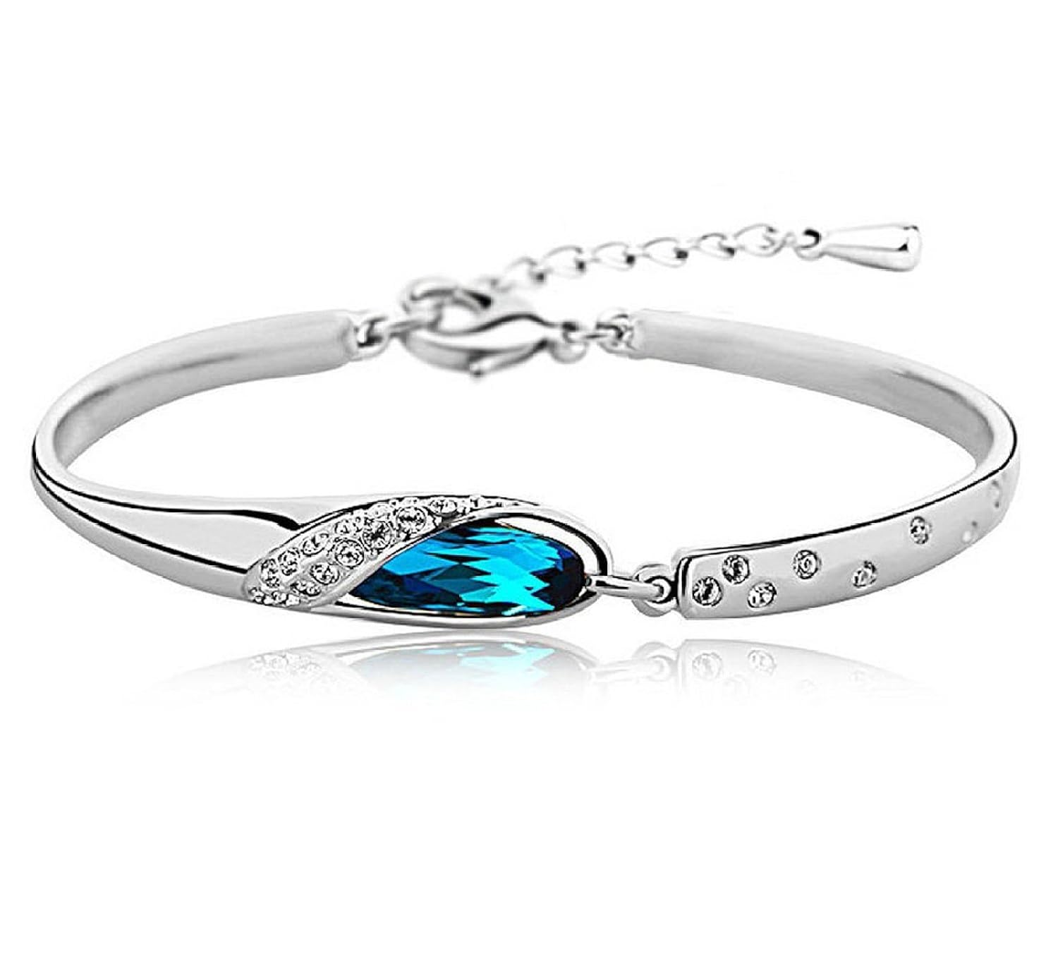 om jewells blue designer bracelet platinum plated crystal kada banglefor girls