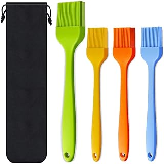 wavraging Backpinsel Silikon Hitzebeständig Verbreitung Öl Soße Butter Marinaden für BBQ Grill Barbecue Backküche Kochen,Silikonpinsel Desserts Kuchen Fleisch,Spülmaschine Sicher,4-Teiliges Set