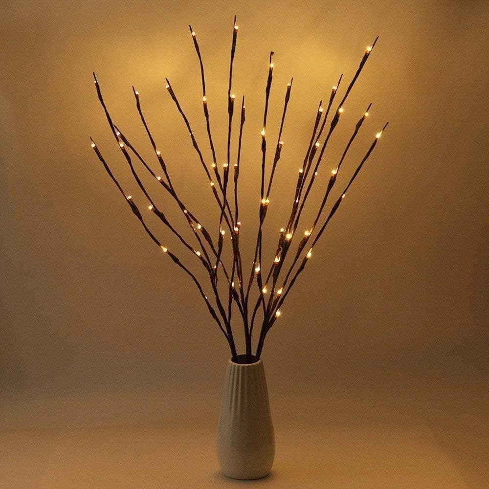 Winnes LED Branch Lamp, 20 LEDs Light Branches Warm White Deco Branches Led Branches Battery Operated Decorative Lights for Home Room Decor (3 Pieces)