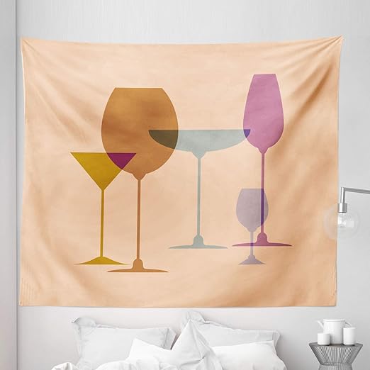 Amazon Com Ambesonne Merlot Tapestry King Size Wine Glasses