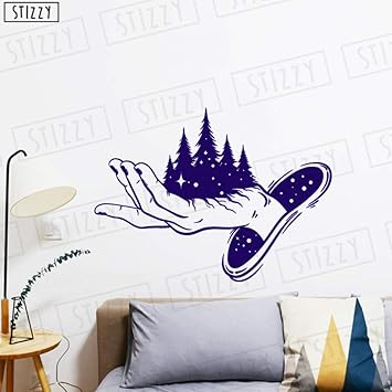 Zhuziji Wandtattoo Zauberwald Hand Wandaufkleber Fur Kinderzimmer Marchen Cartoon Baby Kindergarten Sterne Muster Art Decor D Blau 93x69cm Amazon De Kuche Haushalt