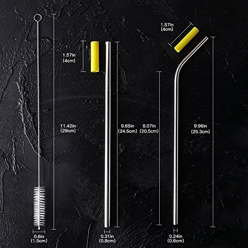 image for Tapleap Stainless Steel Metal Straws With Silicone Tips and Long Brush