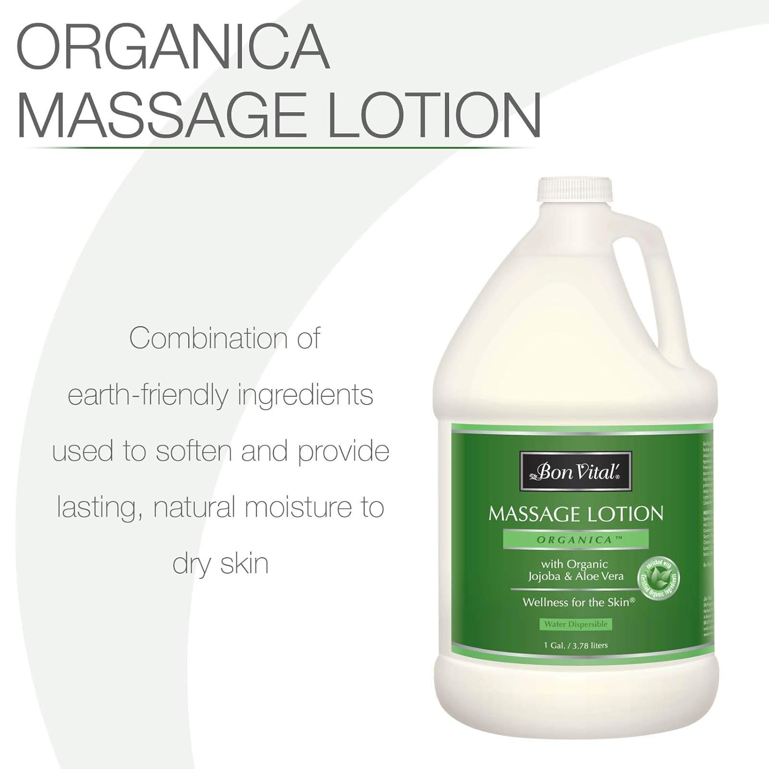 Bon Vital' Organica Massage Lotion Made with Certified Organic Ingredients for an Earth-Friendly & Relaxing Massage, Natural Moisturizer Perfect Lotion for Relaxing Back & Neck Massages, 1 Gal Bottle: Industrial & Scientific
