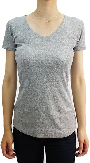 Amazon ノーブランド品 レディース Vネック Tシャツ シンプル 無地 定番 ファッション 綿100 リラックス カットソー ロング丈 ヨガ 通販 フリーサイズ ホワイト ブラック グレー ネイビー グレー ｍ Tシャツ カットソー 通販