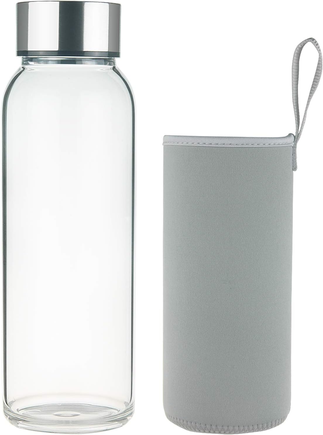 FCSDETAIL Sports Borosilicate Glass Water Bottle, Glass Drinking Bottle with Neoprene Sleeve and Stainless Steel Lid 1000ml
