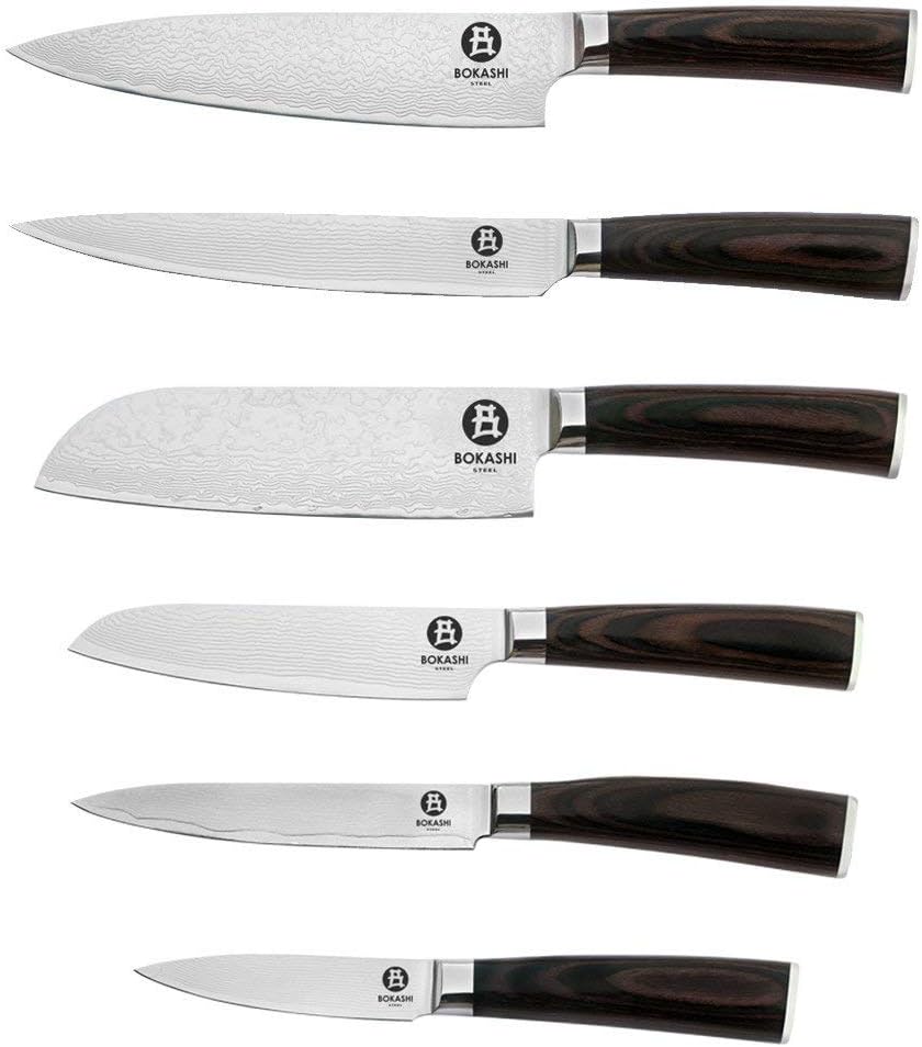 BOKASHI STEEL 6 piece Chef Knife set - CLASSIC Series - Japanese AUS-10V - Vacuum Treated