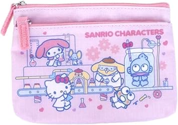 Amazon Com Hello Kitty Etc Mix Characters Double Zipper Pockets Coin Purse Card Cash Wallet Small Makeup Pouch Polyester Bag