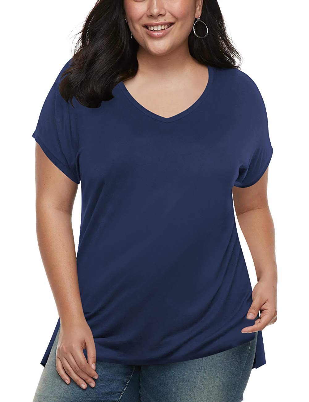 Casual Loose T-Shirts for Women Short Sleeve Summer Plus Size Tops