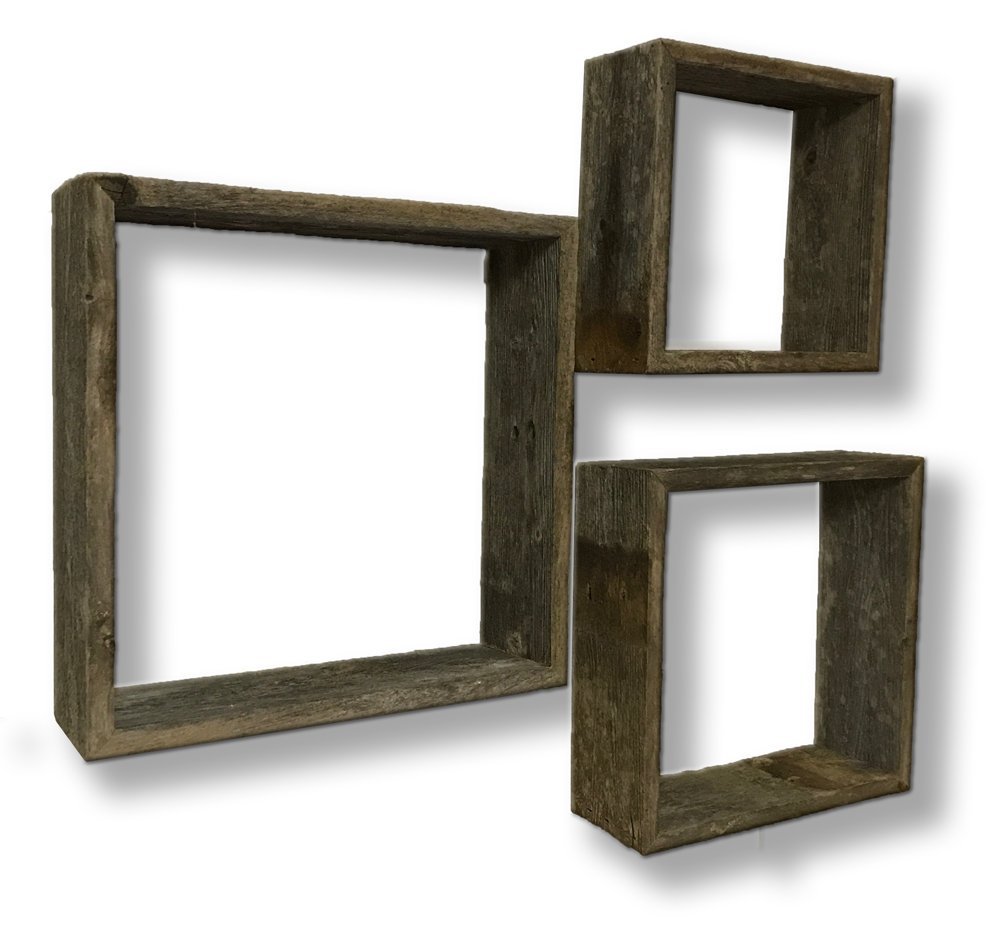 Decorative Wooden Wall Shelves Barnwood Open Box Display Shelves