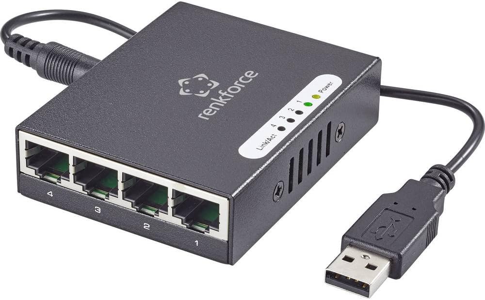 RENKFORCE Network Switch RF-4270245 4 Ports 1 GBit/s USB Power Supply, Black
