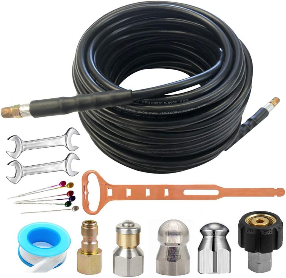iMeshbean 100ft 1/4 inch NPT Sewer Jetter Nozzles Kit