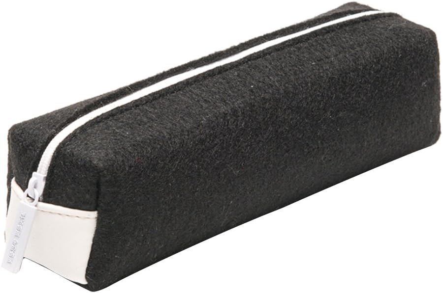 HugeStore Classic Felt Pencil Case Bag Pen Case Bag Stationery Pouch Bag Case Cosmetic Bag for Women Girls Boys Deep Grey
