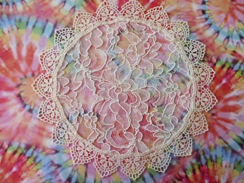 Handmade Cream Lace Doily Head Cover with Elegant Trim (with Decorative Bobby Pin) (Style 439) Elegant Doily Exclusive