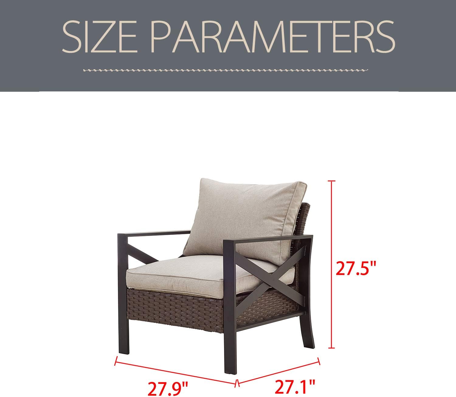 LOKATSE HOME Outdoor Patio Furniture Modern Wicker Sofa Chair Rattan Conversation Single Armchair with Cushion, Brown : Garden & Outdoor