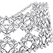 XY Fancy Women Fashion Punk Chain Collar Necklace Wide Band Alloy Rhinestone Choker Silver