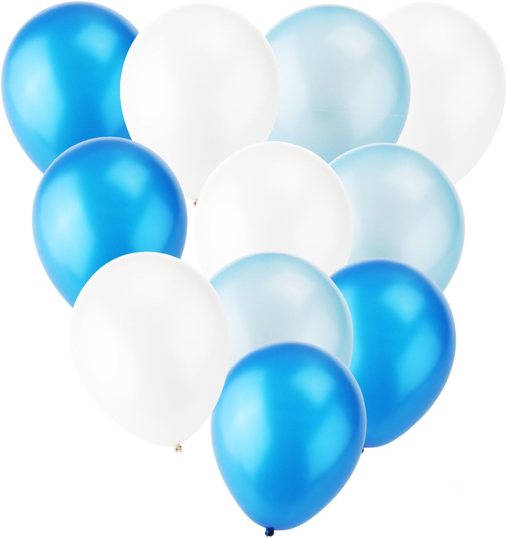 BinaryABC Balloons,Blue and White Balloons,12′ Latex Wedding Balloons