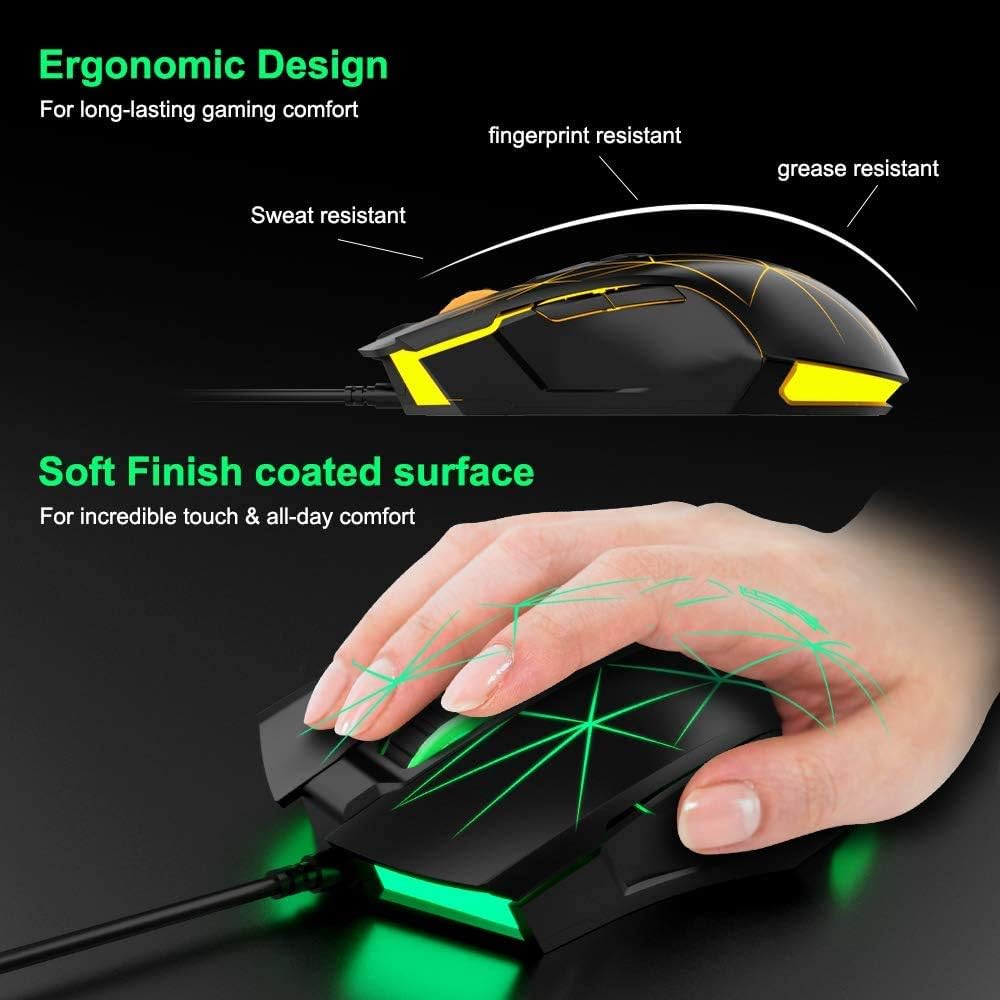 LexonElec Wired RGB Gaming Mouse, 2500 DPI 7 Buttons, Ergonomic LED Backlit USB Gamer Mice Computer Laptop PC - Image 5