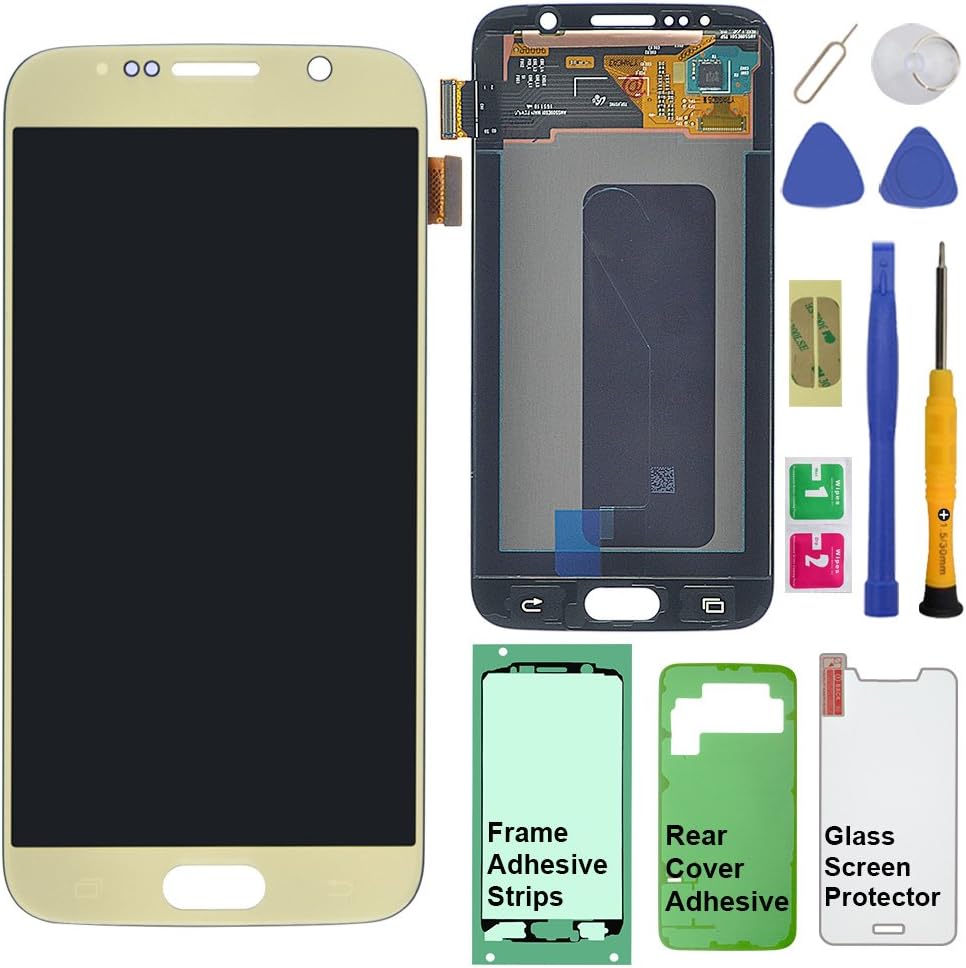 Display Touch Screen (AMOLED) Digitizer Assembly for Samsung Galaxy S6 (5.1 inch) G9200 G920A G920P G920T G920V G920R4 G920F G920I G920FQ G920K G920L G920S (for Phone Repair Replacement) (Gold)