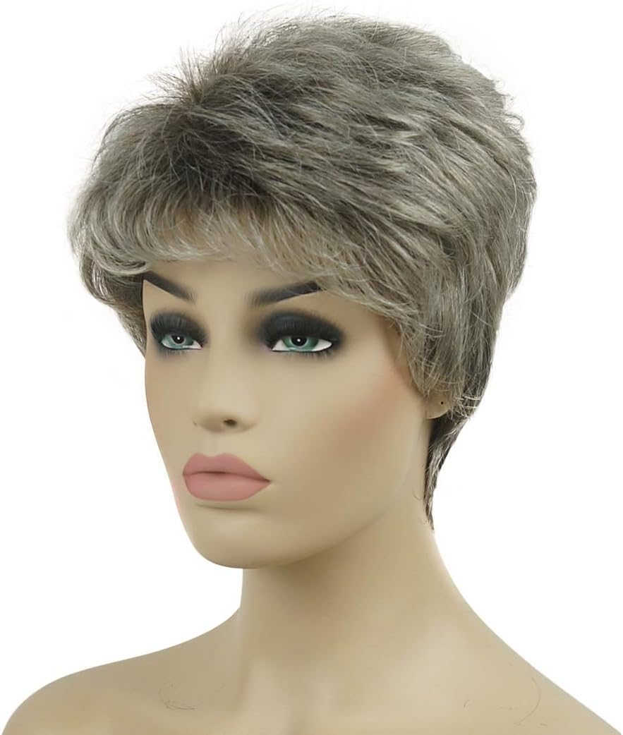 Lydell 6" Women Wigs Short Curly Hair Synthetic Full Wig AB76 Grey Ombre, #AB76 Grey Ombre, 6 Inch (Pack of 1) - Image 4