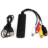 TopIT USB 2.0 Video Audio Capture Grabber Card Device Adapter VHS VCR TV to DVD Converter support Win 7/Win 8/Win 10 (BLACK))