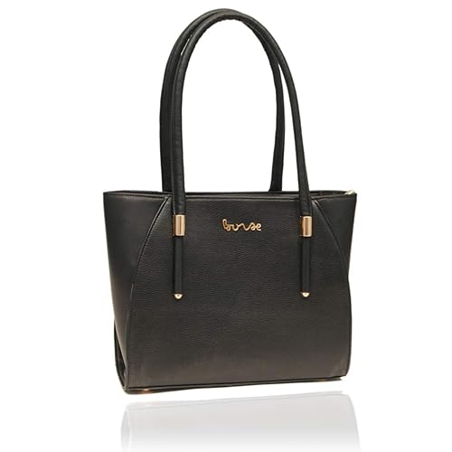 Borse Womens/Ladies/Girls Stylish & Casual and Capacious Black PU Leather Tote Handbags | Gift for Mothers Day
