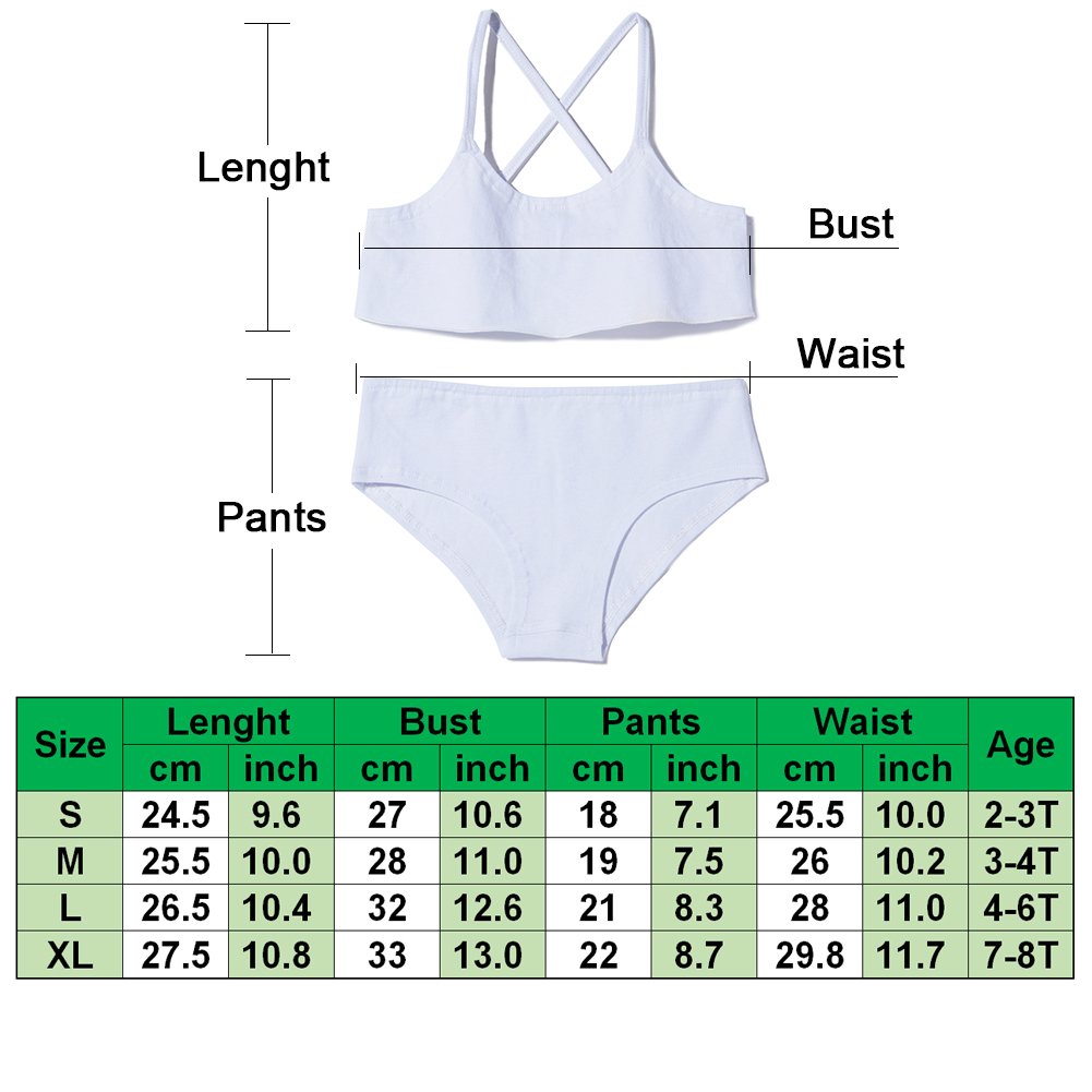 Swimsuit Red Rainbow Unicorn White Cloud, Children Girls Strap Halter Flower Print Swimwear Bathing Bikini Set Niece Gift Size 6 7 yers (Doughnut,S)