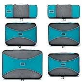 Pro Packing Cubes - 6 Piece Lightweight Trave Cube Set - Organizers and Compression Pouches System for Carry-on Luggage, Suitcase and Backpacking Accessories