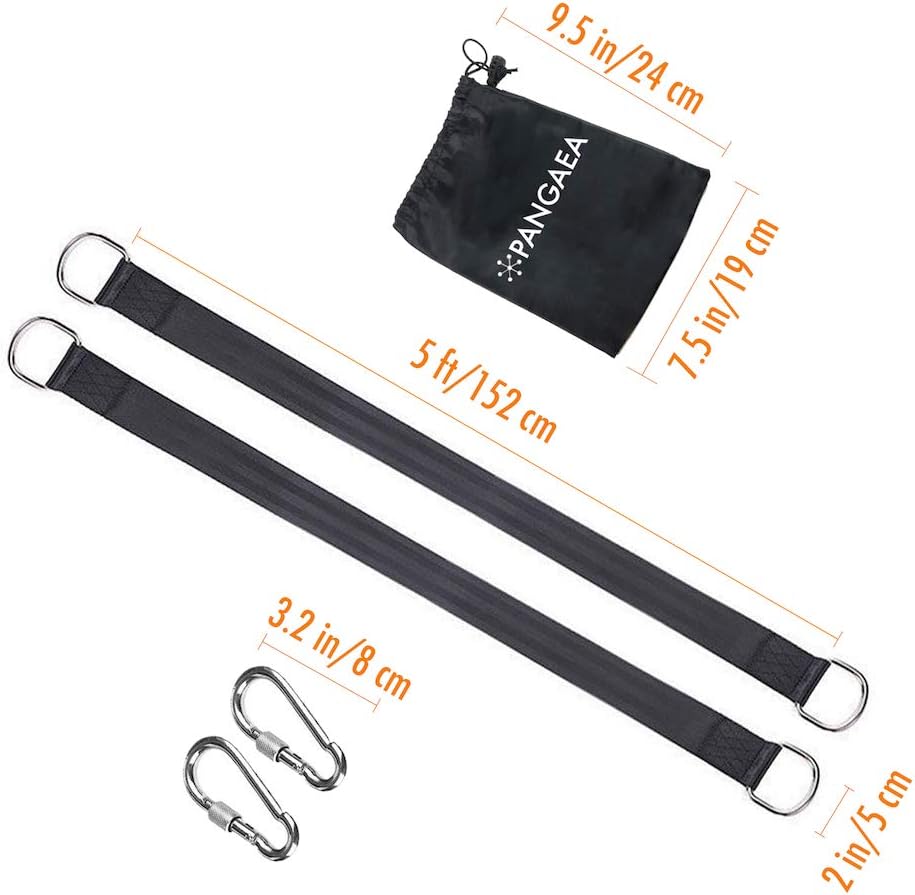 PANGAEA Tree Swing Hanging Straps Kit, Heavy Duty Holds 2200LBS Extra Long, with Safer Lock Snap Carabiners & Carry Pouch Bag (5 FT): Kitchen & Dining