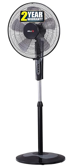 iBELL CHROME10 Pedestal Fan 5 Leaf,406 mm, High Speed with Timer Switch (Black)