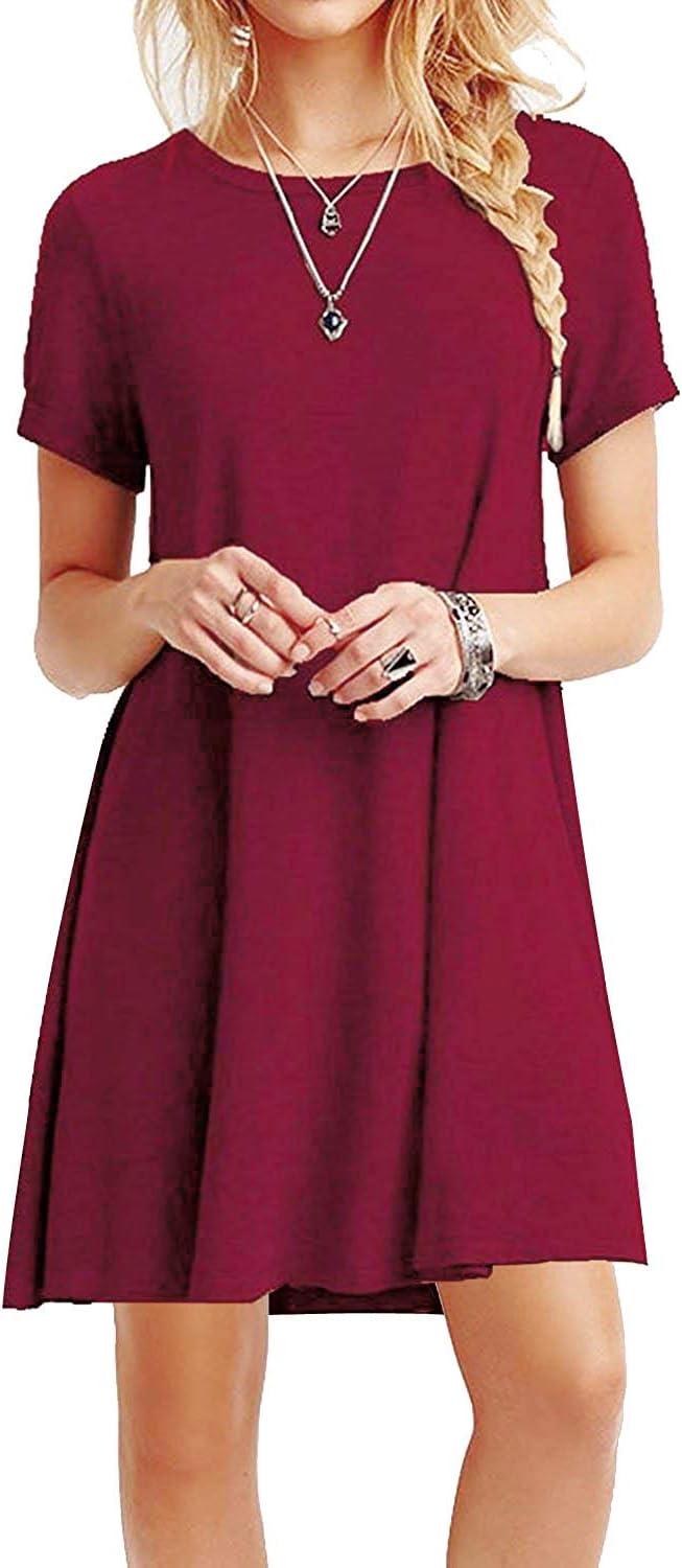 Tshirt Dress Women Summer Swing Dresses Tee Shirt Short Sleeve Casual Basic Tops T-Shirt A line Loose Fit