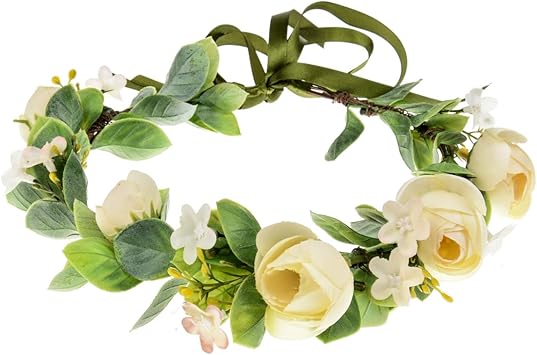 Couronne De Fleur De Bebe Couronne Boheme Fleur Fleur Eucalyptus Feuilles Vertes Mariage Guirlandes Florales Beige Taille Unique Amazon Fr Vetements Et Accessoires