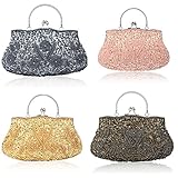 SSMY Beaded Sequin Design Flower Evening Purse Large Clutch Bag