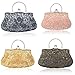 SSMY Beaded Sequin Design Flower Evening Purse Large Clutch Bag