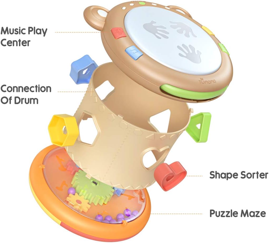 tumama Baby Musical Toys,3-in-1 Baby Musical Drum Instruments Sensory Toy with Light and Sounds,Activity Music Cube Toys for Kids,Baby Early Learning Sound Toys Gift for Toddler Infant - Image 4