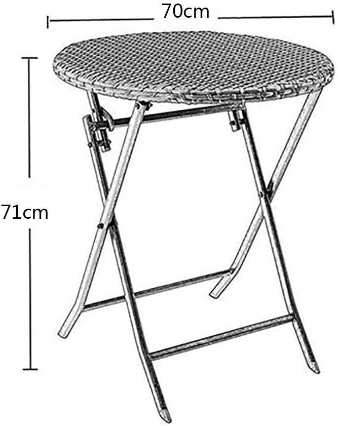 Guo shop Iron Art Round Folding Table Coffee Table, 70cm Outdoor Rattan Wicker Metal Folding Table Patio Porch Bistro Dining Table， (Color : Chair): Furniture & Decor