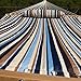 Prime Garden Quilted Fabric Double Hammock with Pillow, Heavy Duty Hardwood Spreader Bar, Hammocks for Outside, 450-pound Capacity, Hamacas para Adultos for Patio/Garden/Pool/Beach, Blue Brown Stripe