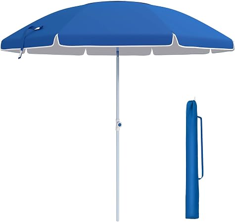 Amazon Com Songmics 7 Ft Patio Umbrella With Fiberglass Ribs Beach Umbrella Heavy Duty Outdoor Sports Umbrella Sun Shade With Tilt Mechanism Carry Bag Blue Ugpu07buv2 Clothing