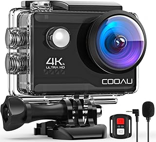 COOAU Webcam 4K Action Cam 20MP WiFi Sports Kamera Unterwasserkamera 40m mit Externs Mikrofon Fernbedienung Helmkamera Wasserdicht Digitale Videokamera mit EIS Stabilisierung Zeitraffer 2x1200mAh Akku