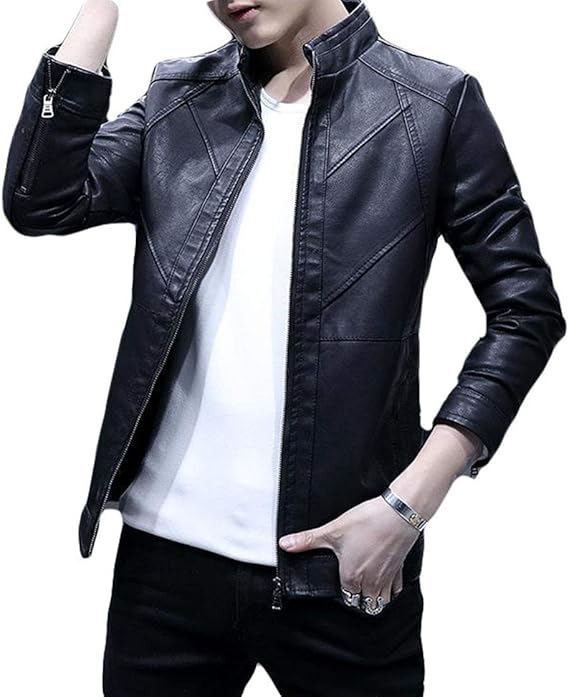 Amazon Gergeousメンズ 革ジャン ジップアップ レザー ブルゾン ライダースジャケット スリム Pu アウター ストリート ファスナー ジャケット 秋服 カジュアル ジャンパー コート ジャケット 通販